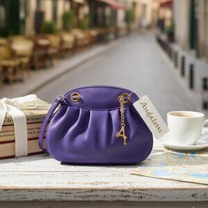 Andalossi NWT butter soft quality leather bright violet purple crossbody bag